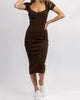 Ribbed Sweetheart Midi Dress In Coconut - thumbnail