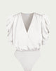 Lila Wrap-Effect Sateen Bodysuit in White - thumbnail