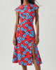 Mira Mar Floral Cutout Midi Dress In Red/Blue - thumbnail