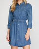 Ailyn Chambray Shirt Dress in Blue Denim - thumbnail