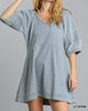 Half Puff Sleeve Dress In Light Denim - thumbnail