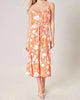 Apricot Floral Scoop Neck Midi Dress In Orange/White - thumbnail