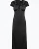 Lace-Trimmed Satin Midi Dress in Black - thumbnail