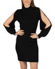 Bubble Sleeve Knit Dress In Black - thumbnail