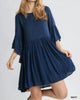 Babydoll Dress In Navy - thumbnail