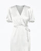 Glice Wrap-Effect Belted Sateen Mini Dress in White - thumbnail