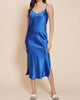 Colette Satin Slip Dress In Blue - thumbnail
