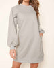 Deanna Balloon Sleeve Sweatshirt Mini Dress in Heather Grey - thumbnail