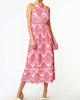 Amelia Halter Embroidered Midi Dress In Flamingo - thumbnail