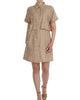 Animal Jacquard Shirt Dress in Beige - thumbnail