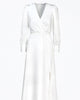 Brandy Wrap-Effect Sateen Maxi Dress in White - thumbnail