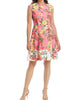 Cap Sleeve Fit And Flare Dress In Coral Multi - thumbnail