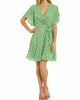 Caillan Pleated Surplice Dress In Absinthe Green Polka Dot - thumbnail