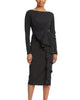 Bow Ruffle Scuba Cocktail Dress In Black - thumbnail