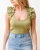 Valentina Ruffled Tank in Lichen - thumbnail