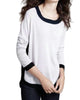 Ringer Neck Pullover in Stone/Navy/Black - thumbnail