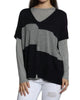 Wide Chic Vee Poncho in Navy/Grey - thumbnail