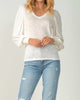 Princess Sleeve V Neck Long Sleeve Tee in White - thumbnail