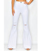 Distressed High Waist Bell Pants in White - thumbnail