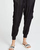 Women'S Giles Elastic Waistband Black Silk Cuffed Jogger Pants in Black - thumbnail