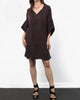 Cupro Satin Pintuck Cuff Dress In Brown - thumbnail