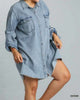 Dress With Unfinished Hem In Denim - thumbnail