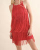 Halter Fringe Dress In Red - thumbnail