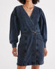 Mira Denim Wrap Dress in Black Lava - thumbnail