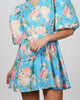 Mini Dress in Peach/Turquoise Floral - thumbnail