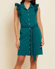 Fennix Ruffled Collar Mini Dress In Emerald - thumbnail