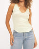 Madly Rib Notch Tank Top in Lime Cream - thumbnail