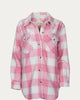 Oversized Checked Shirt Jacket in Barbie Pink - thumbnail