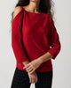 Sweater Knit One-Shoulder Top in Lipstick Red - thumbnail