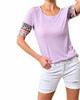 Ribbed Top With Contrast Sleeves in Lavender - thumbnail