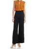 Wide Leg Side Seam Contrast Tuxedo Pants in Black - thumbnail