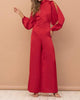 The Mariah Satin Open-Back Jumpsuit in Red - thumbnail