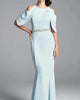 Cold Shoulder Beaded Waist Sheath Gown In Soft Crystal - thumbnail
