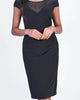 Mesh Neckline Dress In Midnight - thumbnail