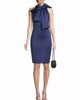 Von Bow Neck Sheath Dress In Pacific Blue - thumbnail
