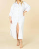 Curvy Maxi Shirtdress in White - thumbnail