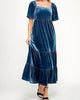 Christmas Velvet Dress In Blue - thumbnail