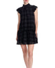 Roanne Mini Dress in Black Plaid Velvet - thumbnail