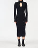 Split Front Banded Column Dress in Black - thumbnail