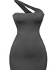 One Shoulder Mini Dress in Black - thumbnail