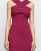 Edith Sculpted Cold Shoulder Ribbed Knit Dress in Ruby - thumbnail