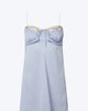 Bustier Floral-Embroidered Open-Back Satin Mini Dress in Light Blue - thumbnail