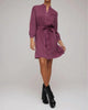 Puff Sleeve Belted Shirt Dress in Purple Berry - thumbnail