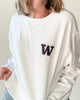 Uw Logo Corded Boxy Sweatshirt in White - thumbnail
