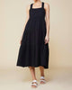 Cotton Cross Back Midi Dress In Black - thumbnail