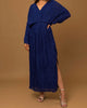 Long Sleeve Gown Dress In Cobalt - thumbnail